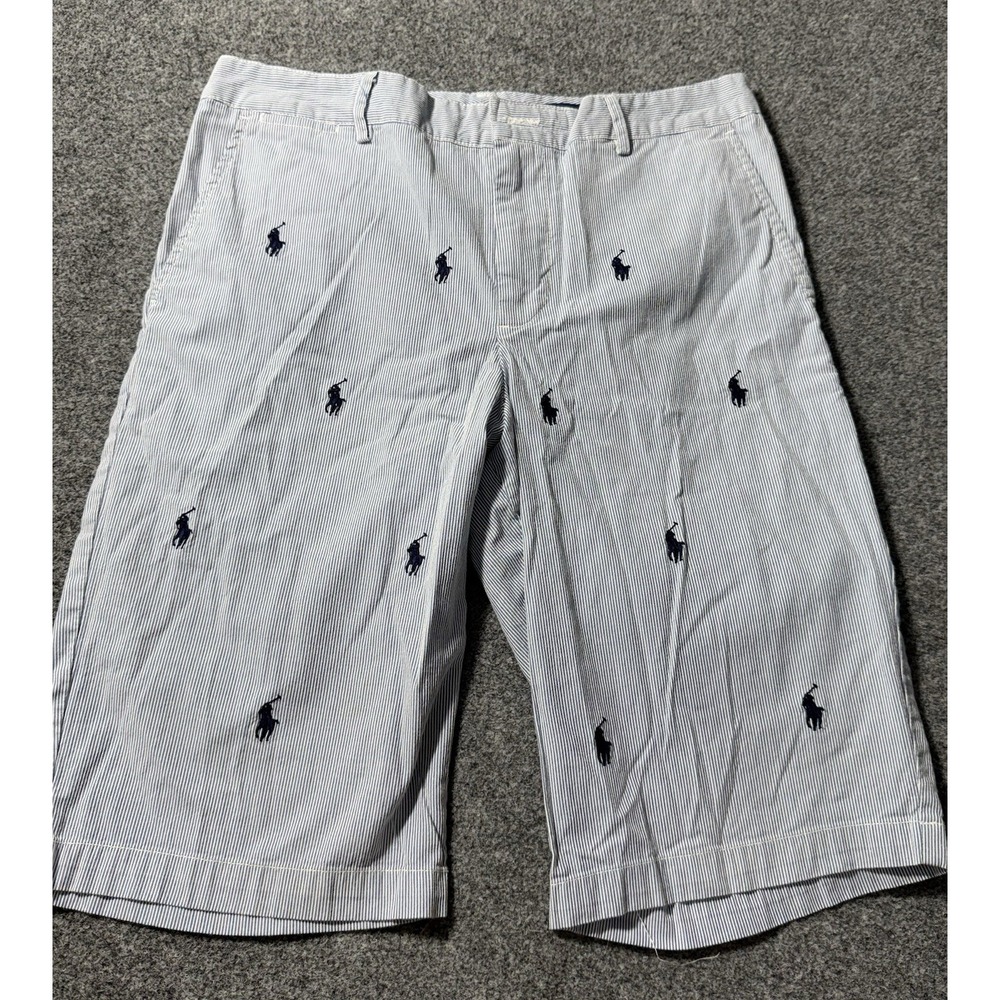 Polo Ralph Lauren Shorts Boys Size 20 Blue Geometric Pony‎ Embroidered